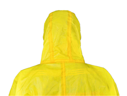 Type3B Disposable Medical Coverall With 3 Pieces Hood And Yellow Tape