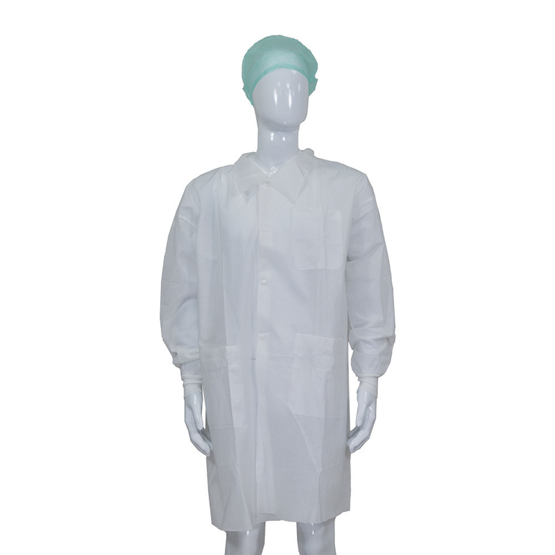 Non Woven Fabric / SMS / Tyvek Disposable Lab Coats For Industrial