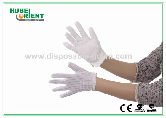 White Color Discharge Nylon Electrostatic Gloves With PVC Dots
