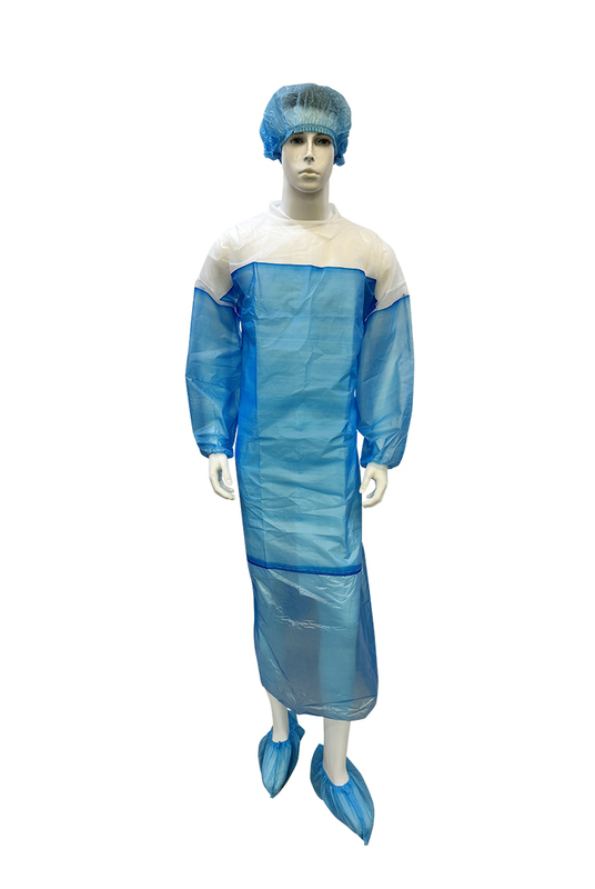 Oil-Resistance Disposable PP+PE Gown With Elastic Cuffs For food industry